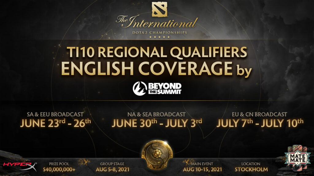 TI10 Southeast Asia Regional Qualifier Schedule, results, where to