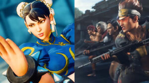 Side by side of Street Fighter V's Chun-Li and Free Fire characters in Free Fire Street Fighter Collaboration