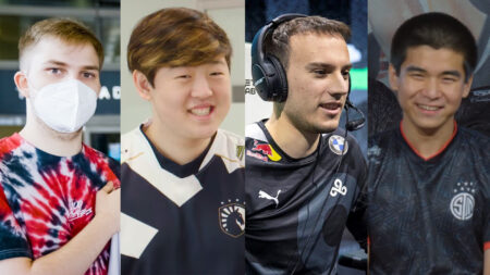 Side by side of 100 Thieves Abbedagge, Team Liquid Tactical, Cloud9 Perkz, and TSM Spica