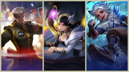 Mobile Legends: Bang Bang heroes Chou, Lunox, and Harith