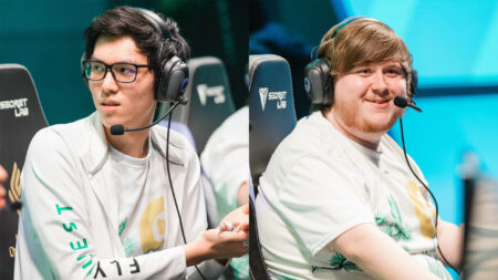 FlyQuest Tomo and Diamond during Week 6 of 2021 LCS Summer Split