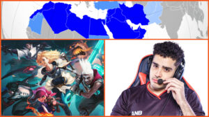 MENA region on the world map, League of Legends art, and Anubis Esports jungler Rated