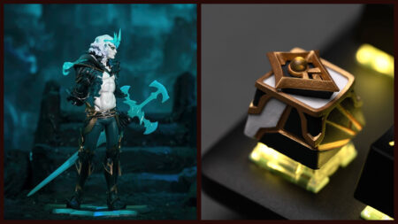 Riot Games merch Viego Unlocked statue and Sentinels of Light keycap