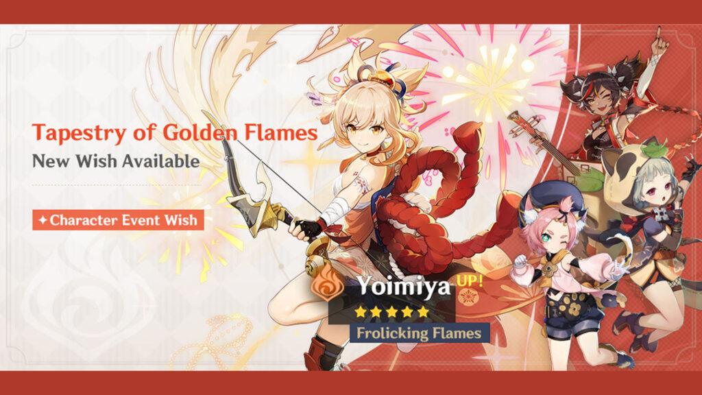 Yoimiya and Sayu on the Tapestry of Golden Flames Character Event Wish of Genshin Impact