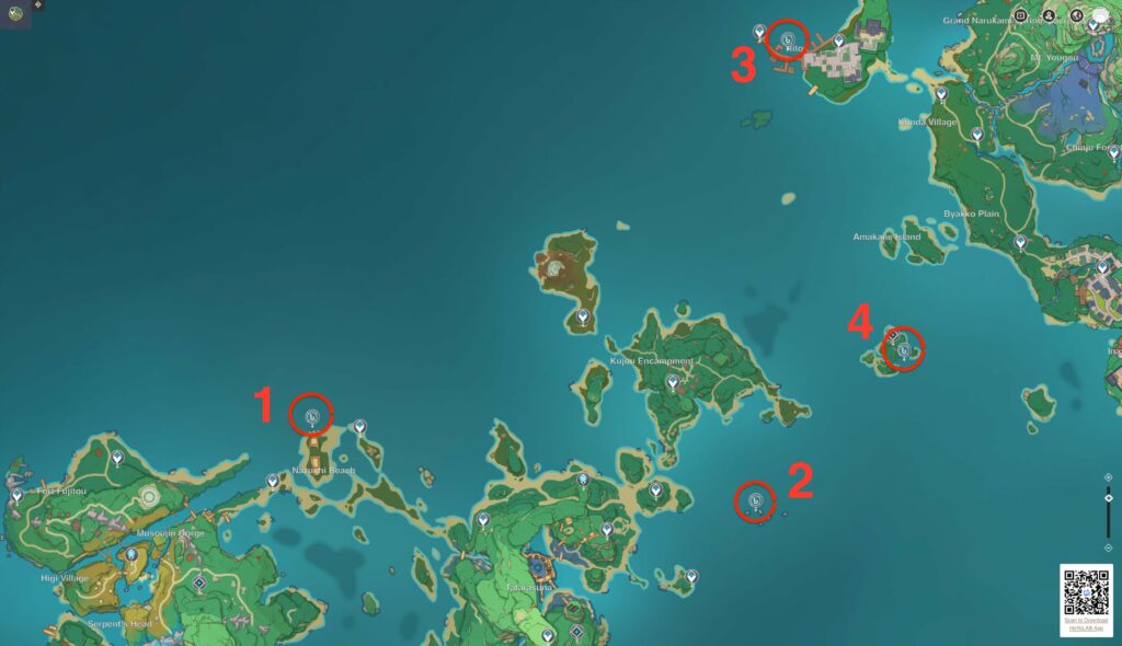 Genshin Impact, fishing, Inazuma, locations, spots