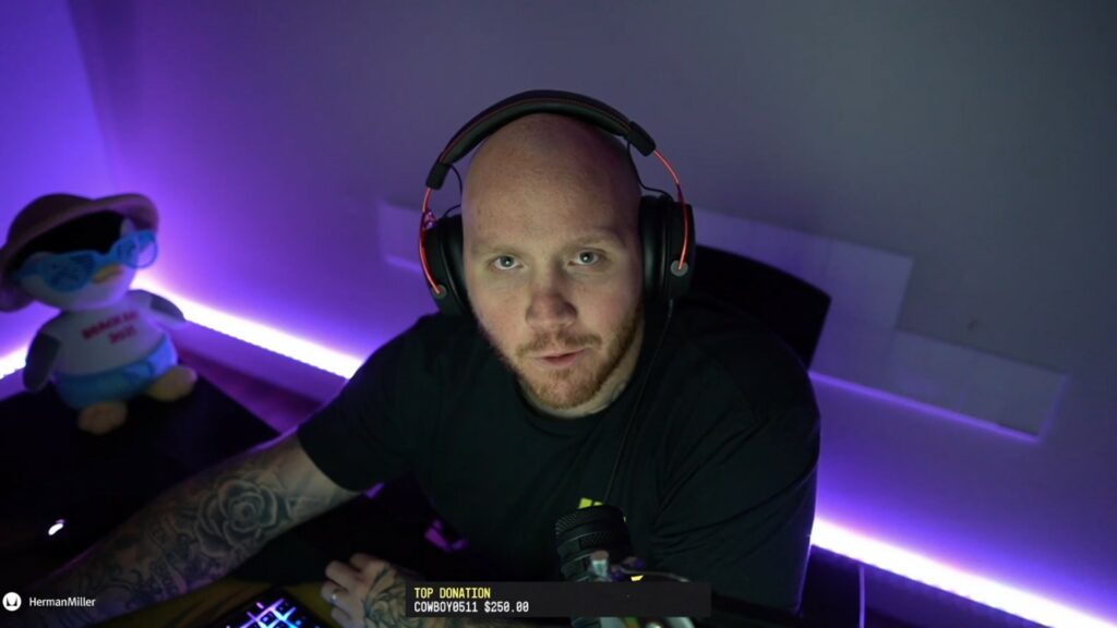 TimTheTatman durante su última transmisión de Twitch de 2021