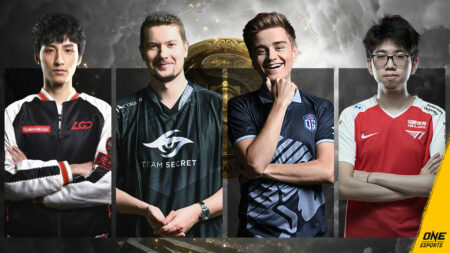 The International 10's (TI10) best Dota 2 players including PSG.LGD's Ame, Team Secret's Puppey, OG's N0tail, and T1's Kuku competing in the Main Event Playoffs