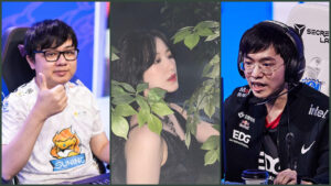 Suning jungler SofM at Worlds 2020, (G)-IDLE Yeh Shu Hua, and Edward Gaming top laner Flandre at Worlds 2021