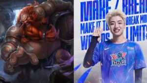 LoL champion Gragas and LNG Esports mid laner icon at Worlds 2021