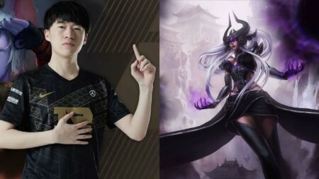 RNG Xiaohu and LoL mage champion Syndra