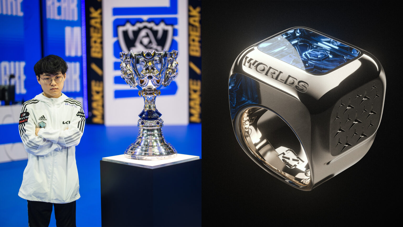 Worlds 2021 new championship rings are made of 18 karat white gold