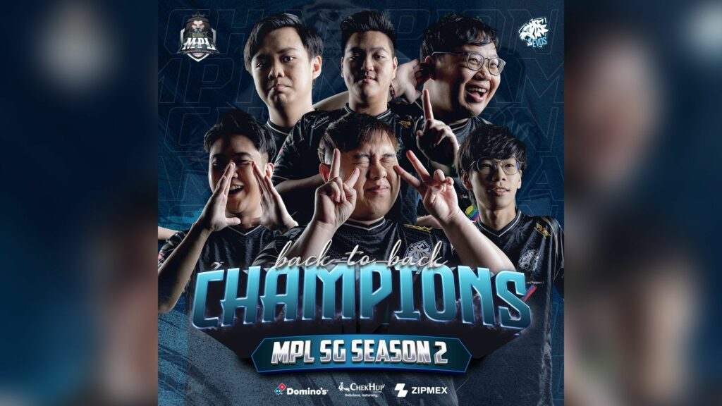 Mobile Legends: Bang Bang Professional League Singapore Season 2 (MPL SG Season 2) winning poster of EVOS SG