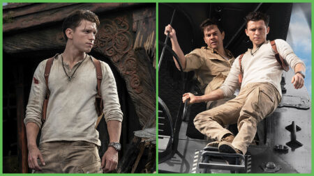 Tom Holland and Mark Wahlberg in the Uncharted gallery shoot