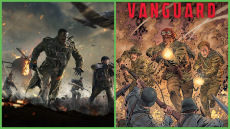 Call of Duty Vanguard official art next to first comic issue