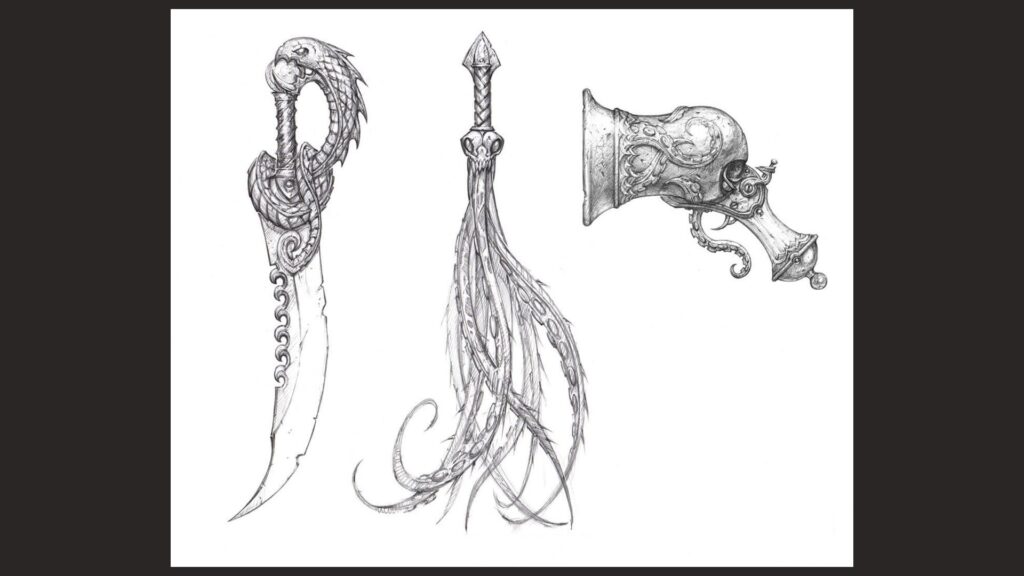 Riot Games official concept art showing Bilgewater weapons
