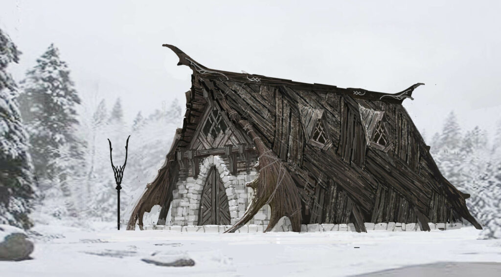 A typical Freljord home, a concept art by Riot Games