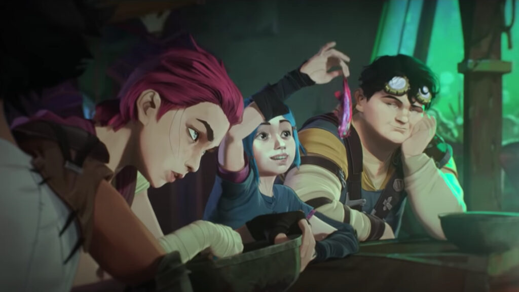 Vi, Jinx y Claggor en la serie Arcane.