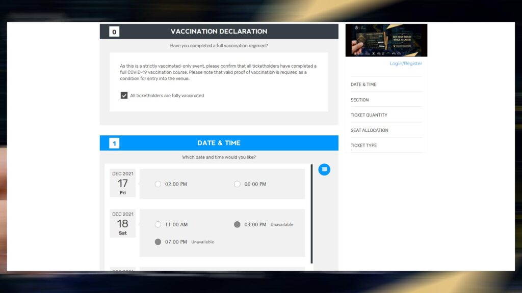 Screenshot of M3 World Championship Sistic website where fans can buy tickets