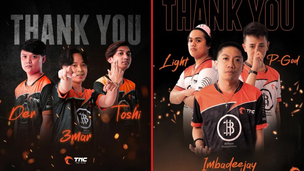 Mobile Legends: Bang Bang MPL PH Season 8 TNC releases six of its players, Der, 3mar, Toshi, Light, Imbadeejay, and P-God