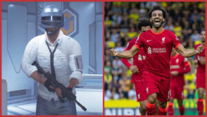 PUBG Mobile Guy next to Liverpool F.C.'s Mohamed Salah