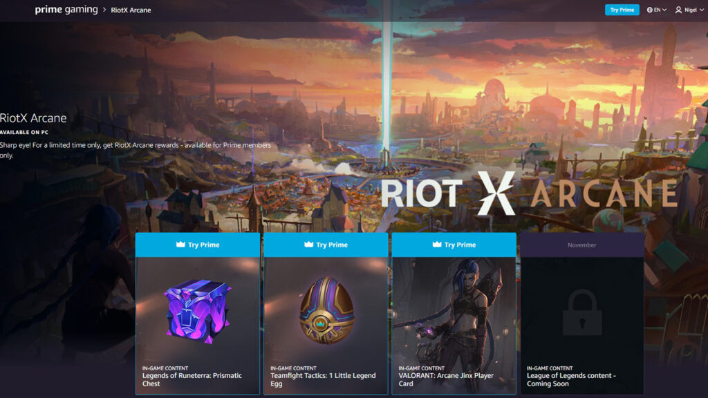 Exclusive In-Game Content: Prime Gaming & Riot Games