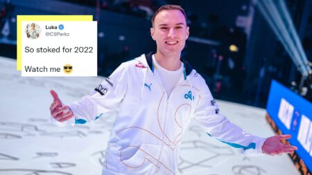 Perkz at the League of Legends World Championship 2021 in Iceland.