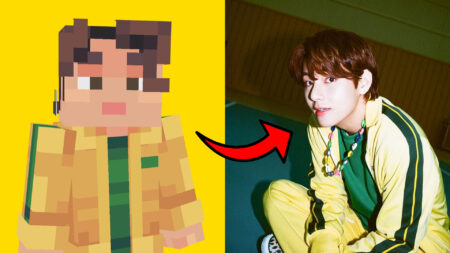 BTS V (Taehyung) in his Minecraft form.