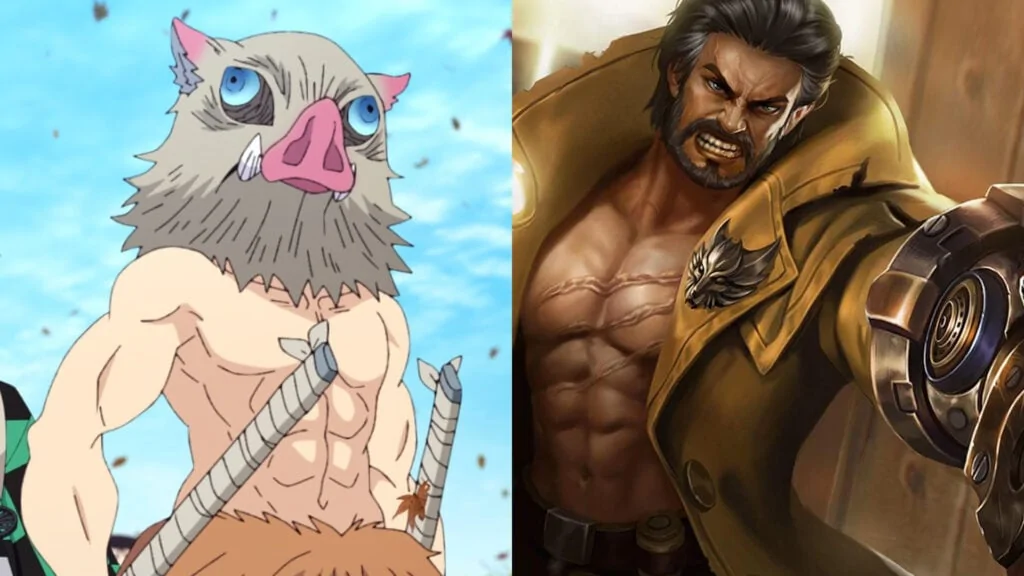 Demon Slayer x Mobile Legends: 3 very similar characters and heroes Demon Slayer's Inosuke and Mobile Legends: Bang Bang's Roger