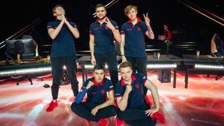 Gambit Esports at Valorant Champions 2021 group stage after winning their match against Team Secret