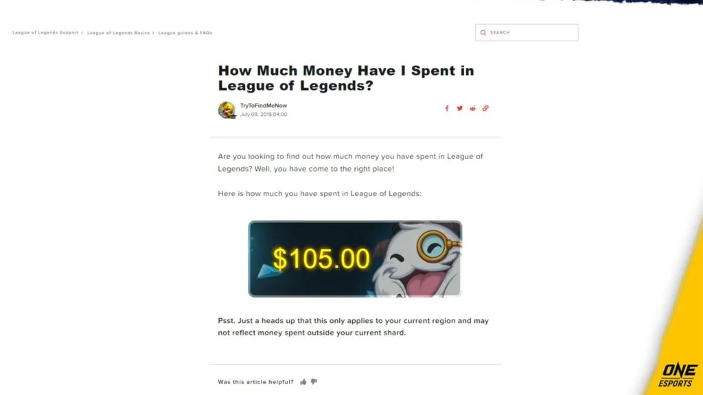oído Helecho Regaño Here's how to check your money spent in League of Legends | ONE Esports