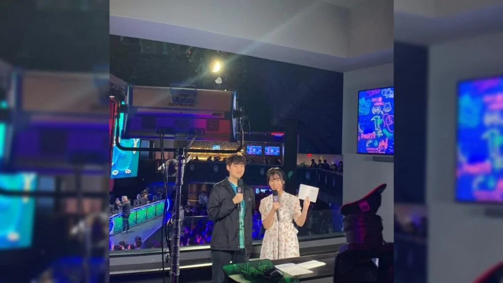 Former SKT pro player Bang and LCK host Jeesun are getting married Jeesun interviewing Bang at an event