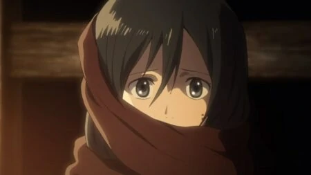 The anime character Mikasa Ackerman and her red scarf from Attack on Titan