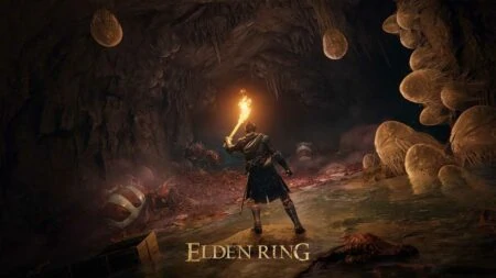 A warrior enters a cave in Elden Ring