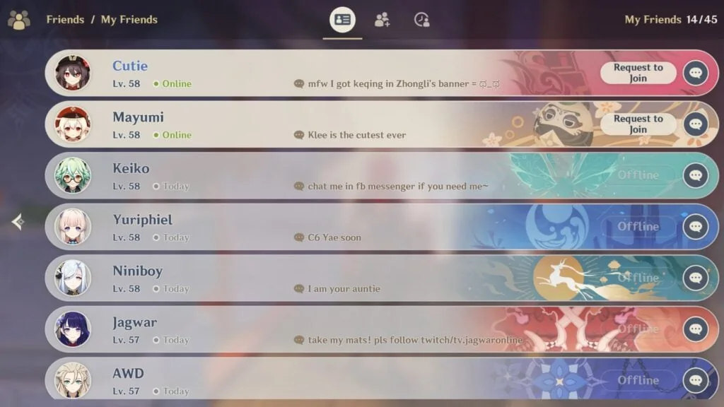 Ajouter des amis dans Genshin Impact via la liste d'amis - Comment débloquer le mode coopératif Genshin Impact