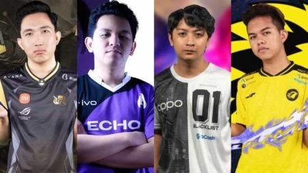 Mobile Legends: Bang Bang RRQ Hoshi's Muhammad "Lemon" Ikhsan, ECHO's Karl "KarlTzy" Nepomuceno, Blacklist International's Kiel "OHEB" Soriano, and Gilang "SANZ"