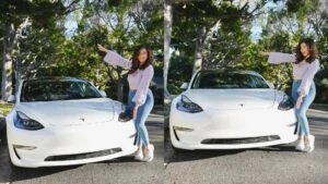 Pokimane gives away a free Telsa car Model 3