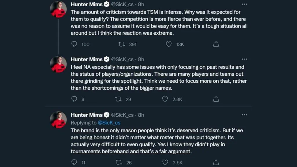 TSM Valorant roster may undergo changes again after VCT NA Stage 1 Challengers Sentinels SicK saying TSM's criticism was too extreme
