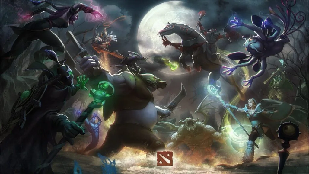 Pantalla de carga de Dota 2 bajo la luna de guerra de kunkka