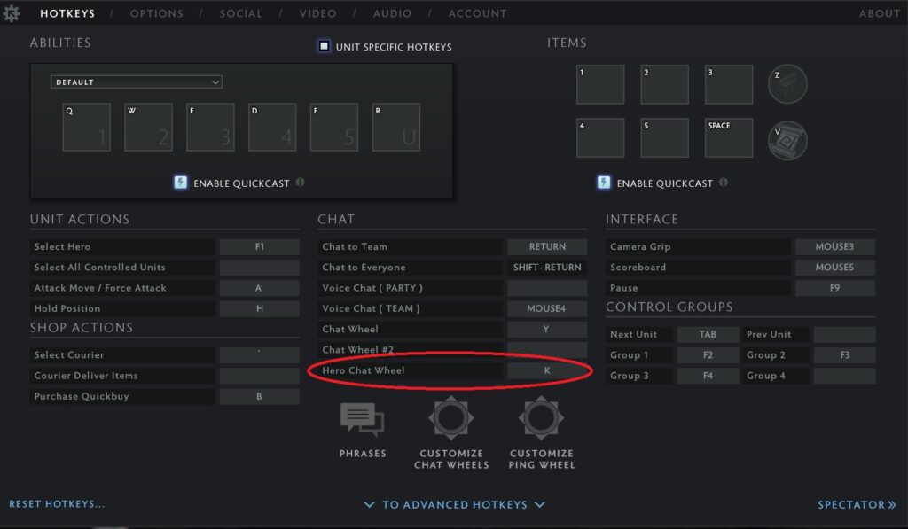 Configuración de Dota 2