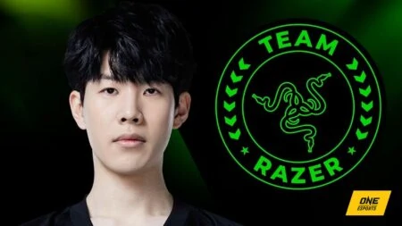 Weibo Gaming's top laner TheShy and Team Razer logo