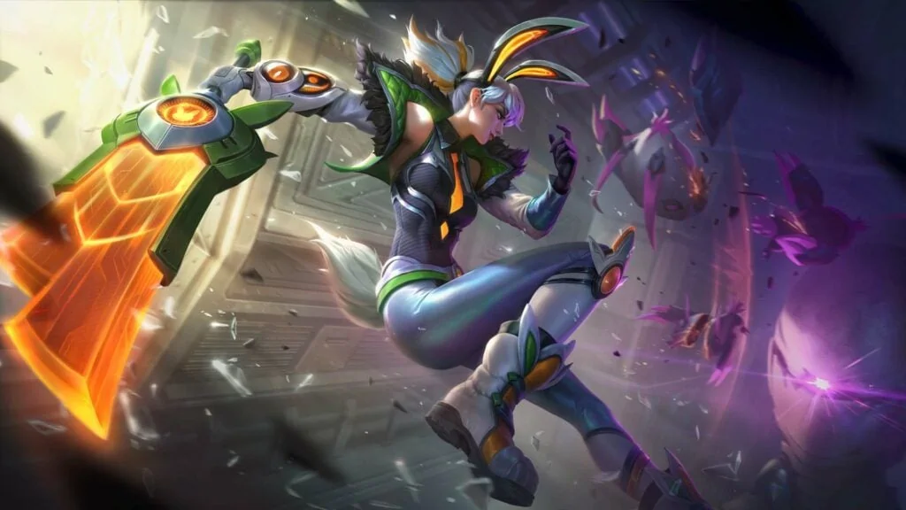 Splash art de Anima Squad para Battle Bunny Prime Riven de League of Legends