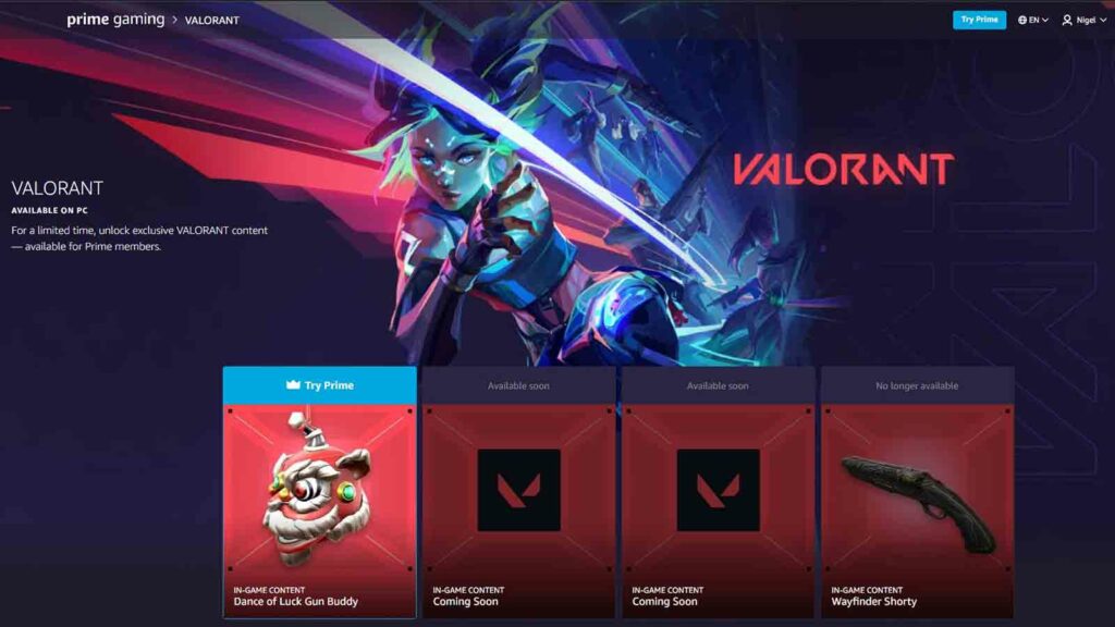 New VALORANT Prime Gaming loot, 'Nice Smile' gun buddy, available