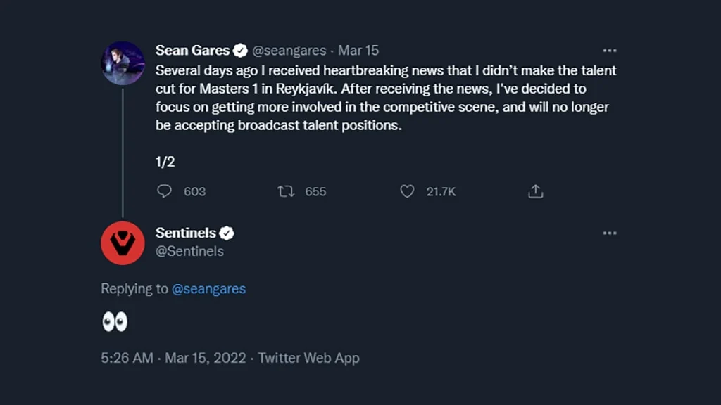 Could Sean Gares be Sentinels' next Valorant coach? Sean Gares Sentinels