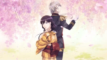 My Happy Marriage anime key visual featuring characters Miyo Saimori and Kiyoka Kudou