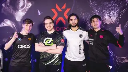 Fnatic Boaster, OpTic Gaming Yay, Team Liquid ScreaM, and KRU Esports Klaus at Masters Reykjavik 2022 Group Stage pre-tournament press conference