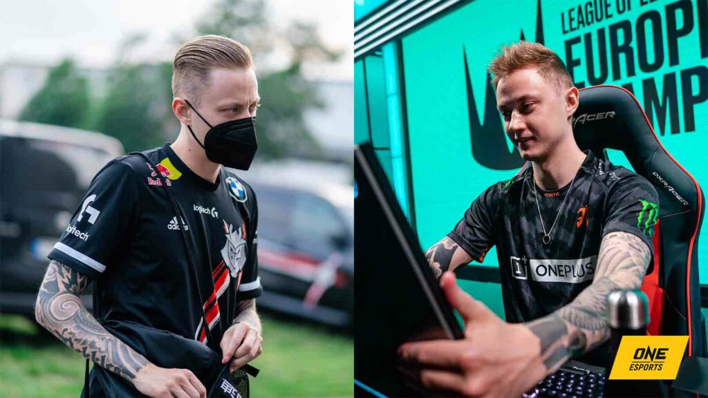 Tatuajes de brazo de Rekkles de manga larga visibles cuando estaba con Fnatic y G2 Esports