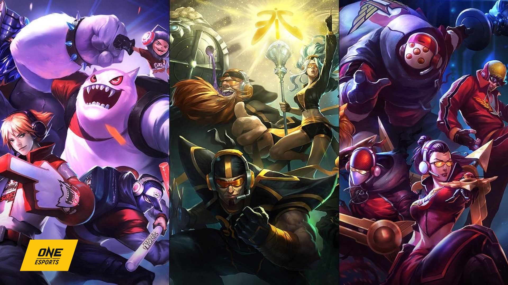 FPX Worlds skins for Lee Sin, Malphite, Vayne, Thresh, and