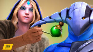 Crystal Maiden feeding Sven healing salve