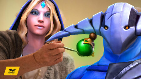 Crystal Maiden feeding Sven healing salve