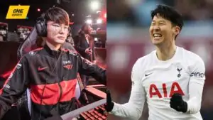 T1 Faker next to Tottenham's Son Heung-min